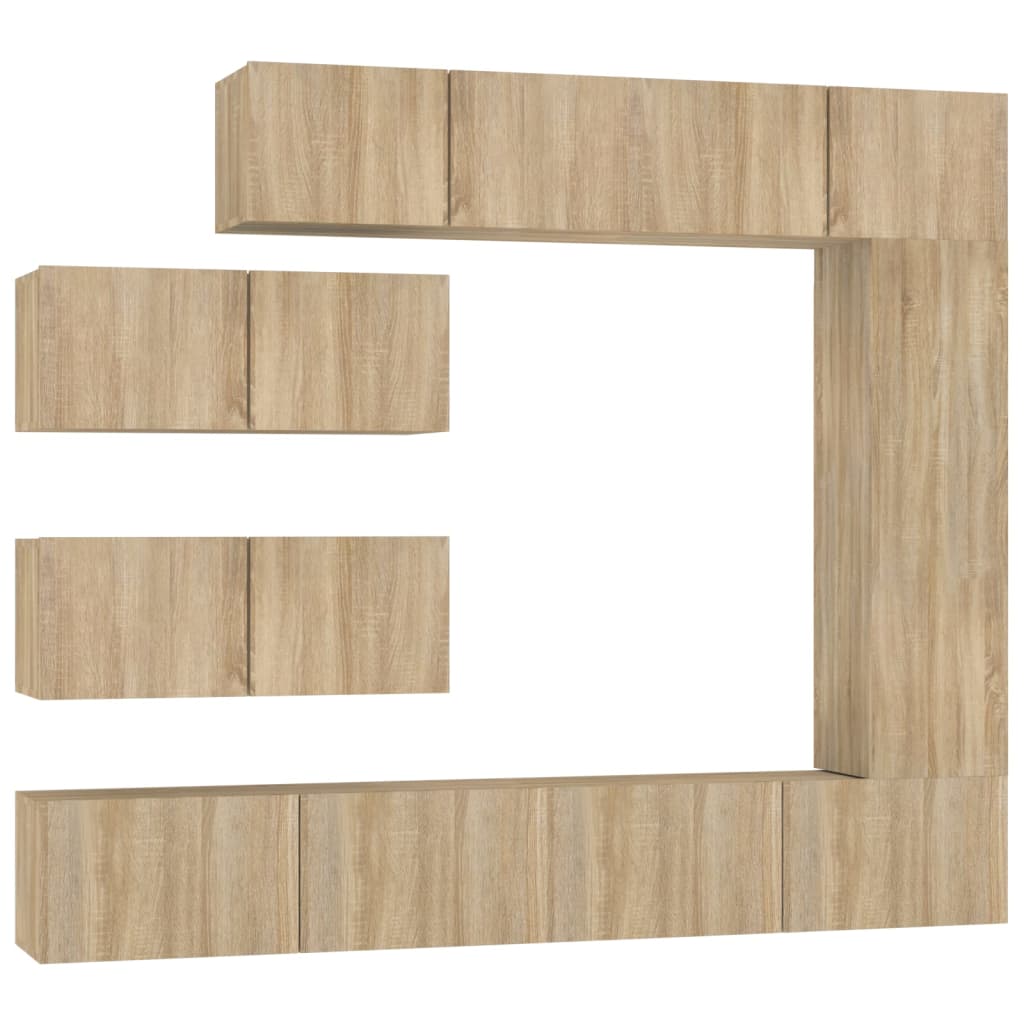 Ensemble de meubles TV 7 pièces en bois de chêne Sonoma