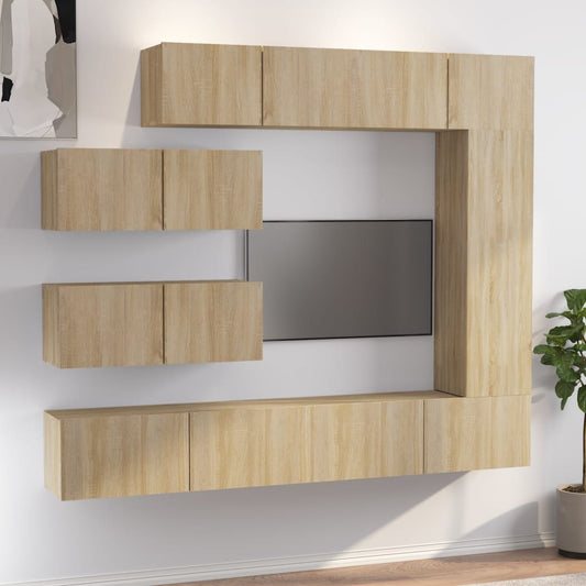 Ensemble de meubles TV 7 pièces en bois de chêne Sonoma