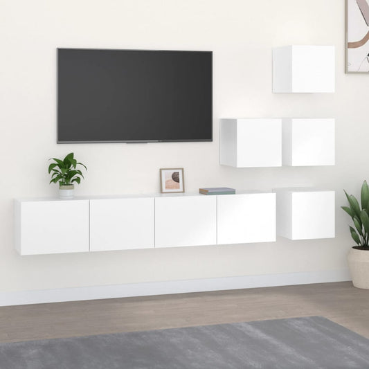 Meuble TV mural en bois blanc