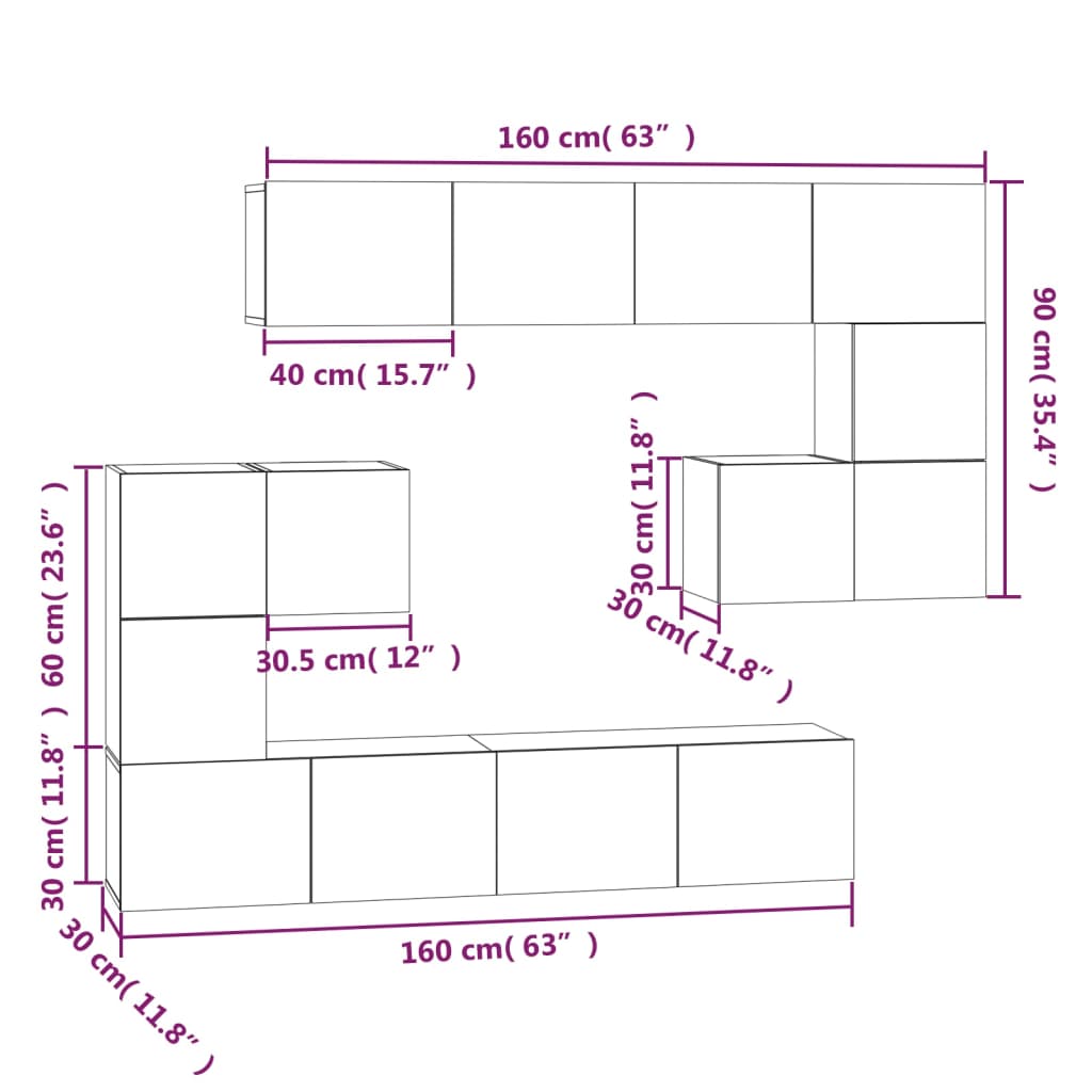 TV-Wandschrank Sonoma-Eiche Holzwerkstoff