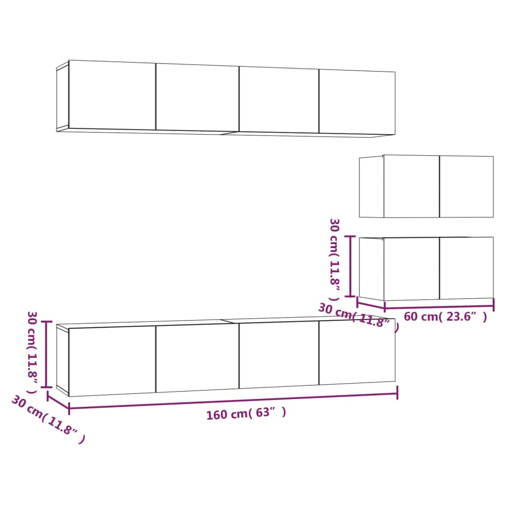 6-tlg. TV-Schrank-Set Weiß Holzwerkstoff