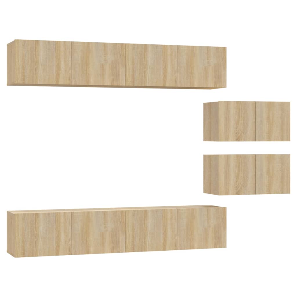 Ensemble de meubles TV 6 pièces en bois de chêne Sonoma