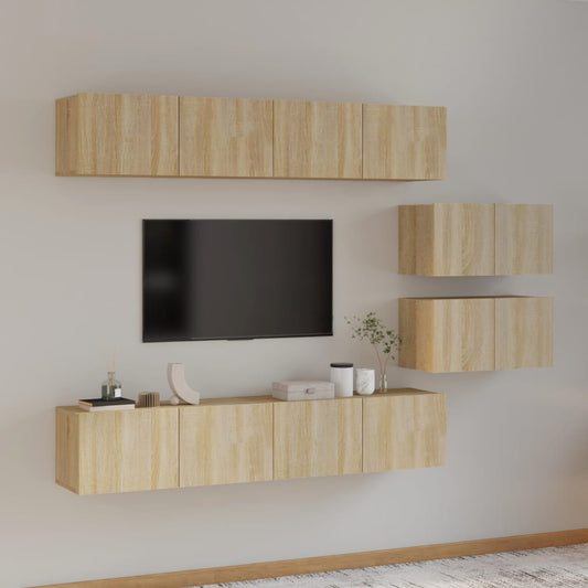 Ensemble de meubles TV 6 pièces en bois de chêne Sonoma