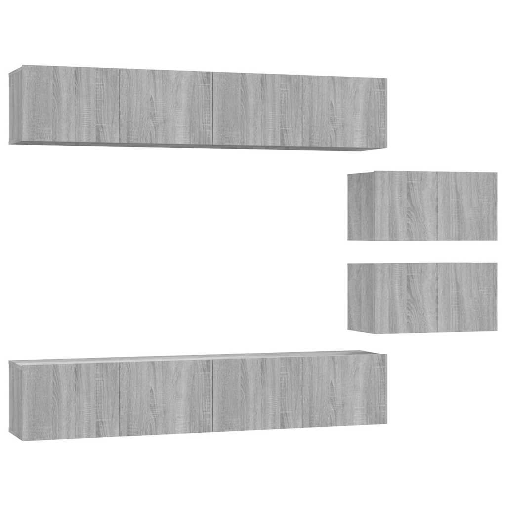 6-tlg. TV-Schrank-Set Grau Sonoma Holzwerkstoff