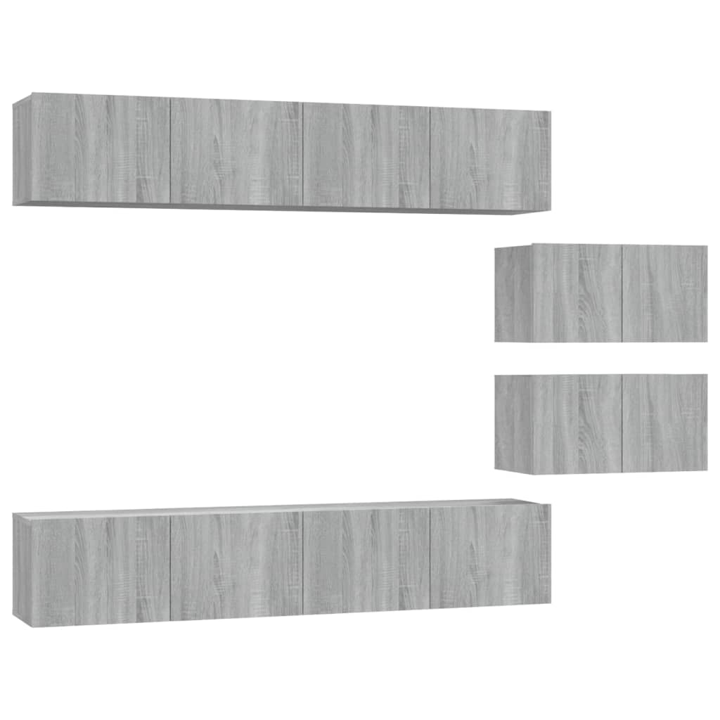 6-tlg. TV-Schrank-Set Grau Sonoma Holzwerkstoff