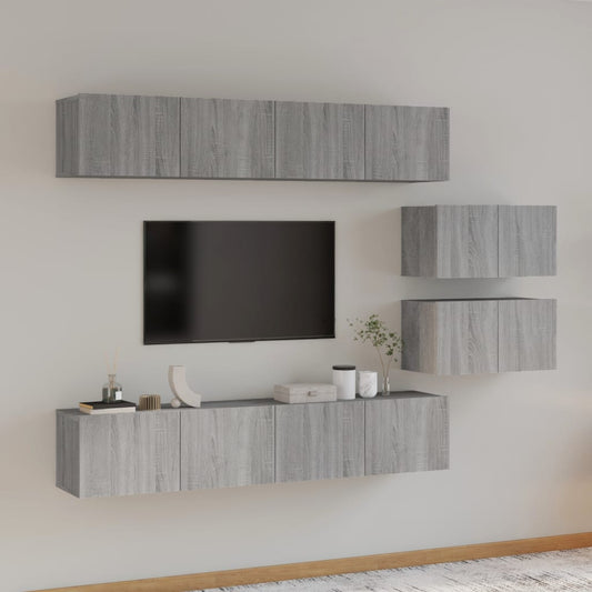 Ensemble de meubles TV 6 pièces, en bois de Sonoma gris