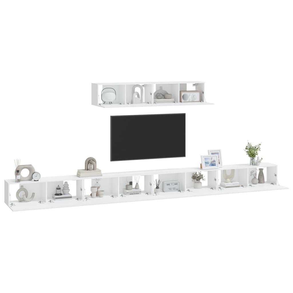 Ensemble de meubles TV 6 pièces en bois blanc