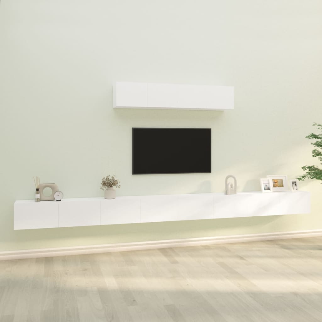 Ensemble de meubles TV 6 pièces en bois blanc