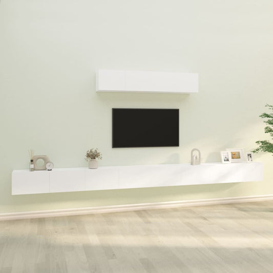 Ensemble de meubles TV 6 pièces en bois blanc