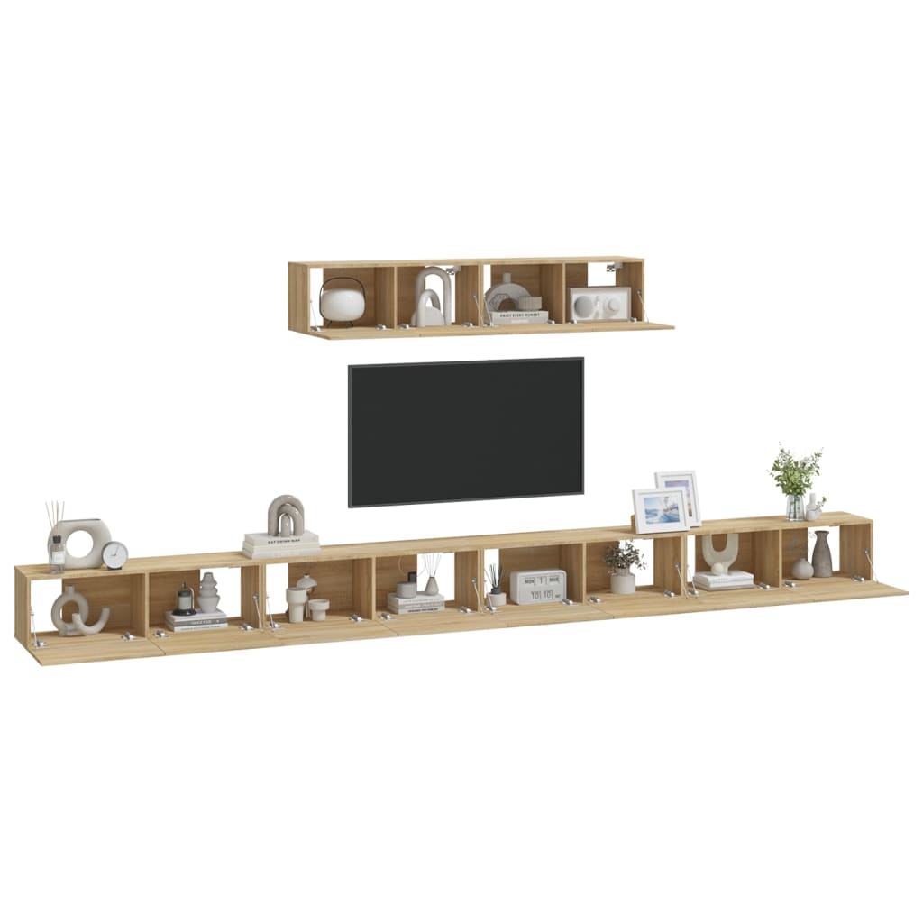 Ensemble de meubles TV 6 pièces en bois de chêne Sonoma