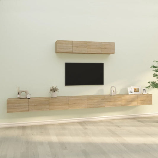 Ensemble de meubles TV 6 pièces en bois de chêne Sonoma
