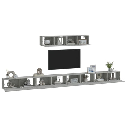 6-tlg. TV-Schrank-Set Betongrau Holzwerkstoff