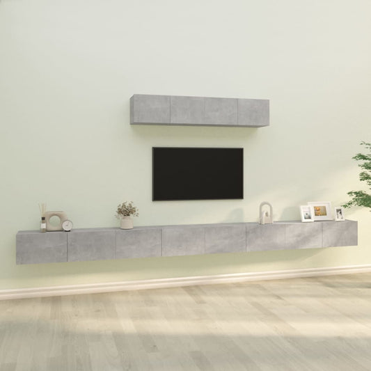 Ensemble de meubles TV 6 pièces en béton gris à base de bois
