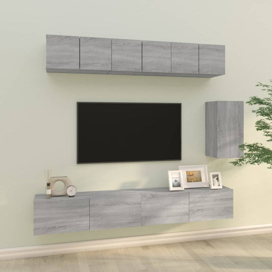 Ensemble de meubles TV 6 pièces, en bois de Sonoma gris