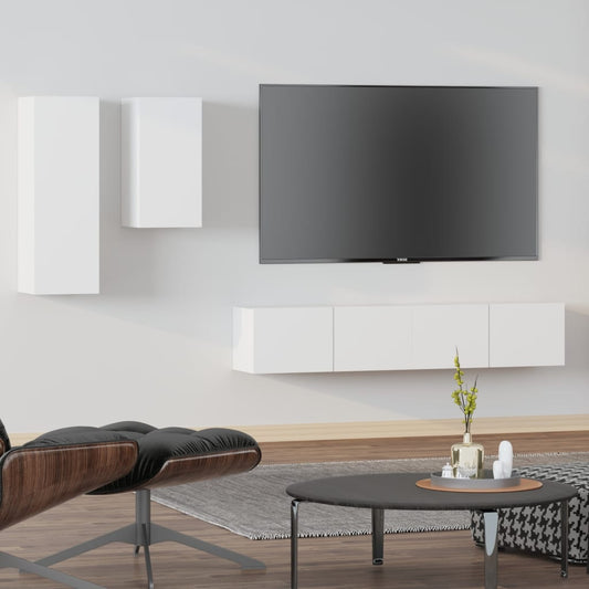 Ensemble de meubles TV 4 pièces en bois blanc