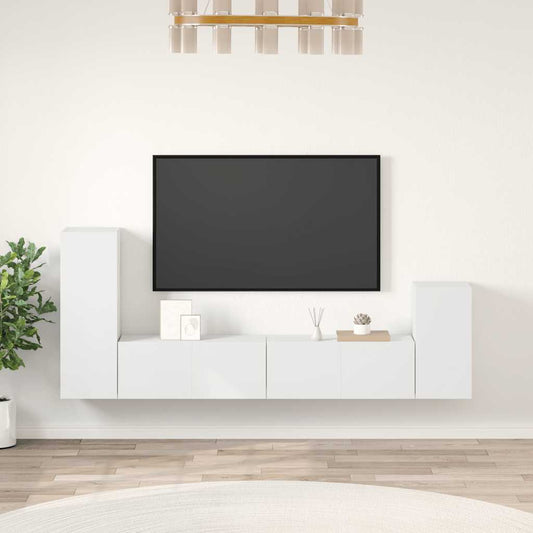 4-tlg. TV-Schrank-Set Weiß Holzwerkstoff