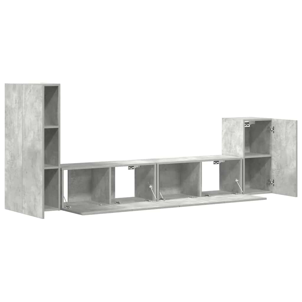 4-tlg. TV-Schrank-Set Betongrau Holzwerkstoff