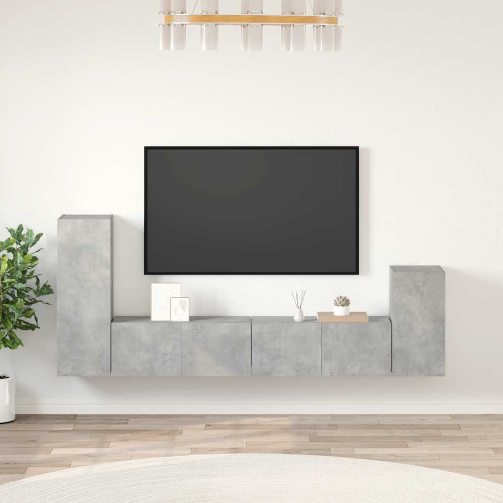 4-tlg. TV-Schrank-Set Betongrau Holzwerkstoff