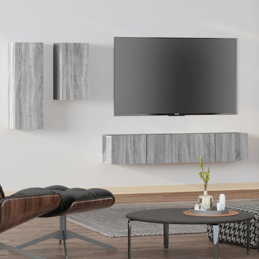Ensemble de meubles TV 4 pièces, en bois de Sonoma gris