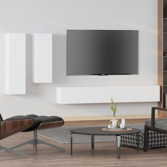 Ensemble de meubles TV 4 pièces en bois blanc