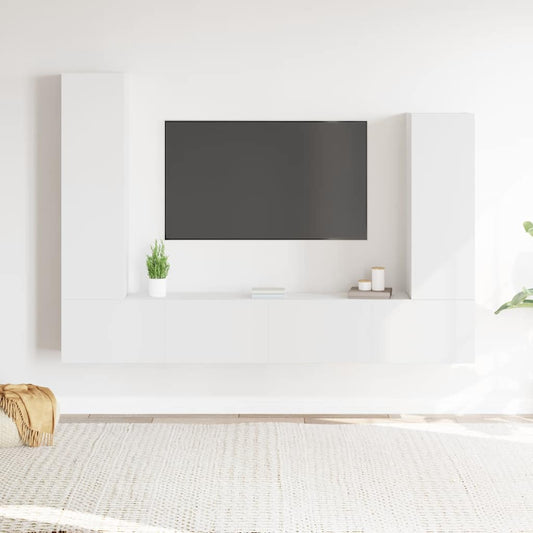 4-tlg. TV-Schrank-Set Weiß Holzwerkstoff