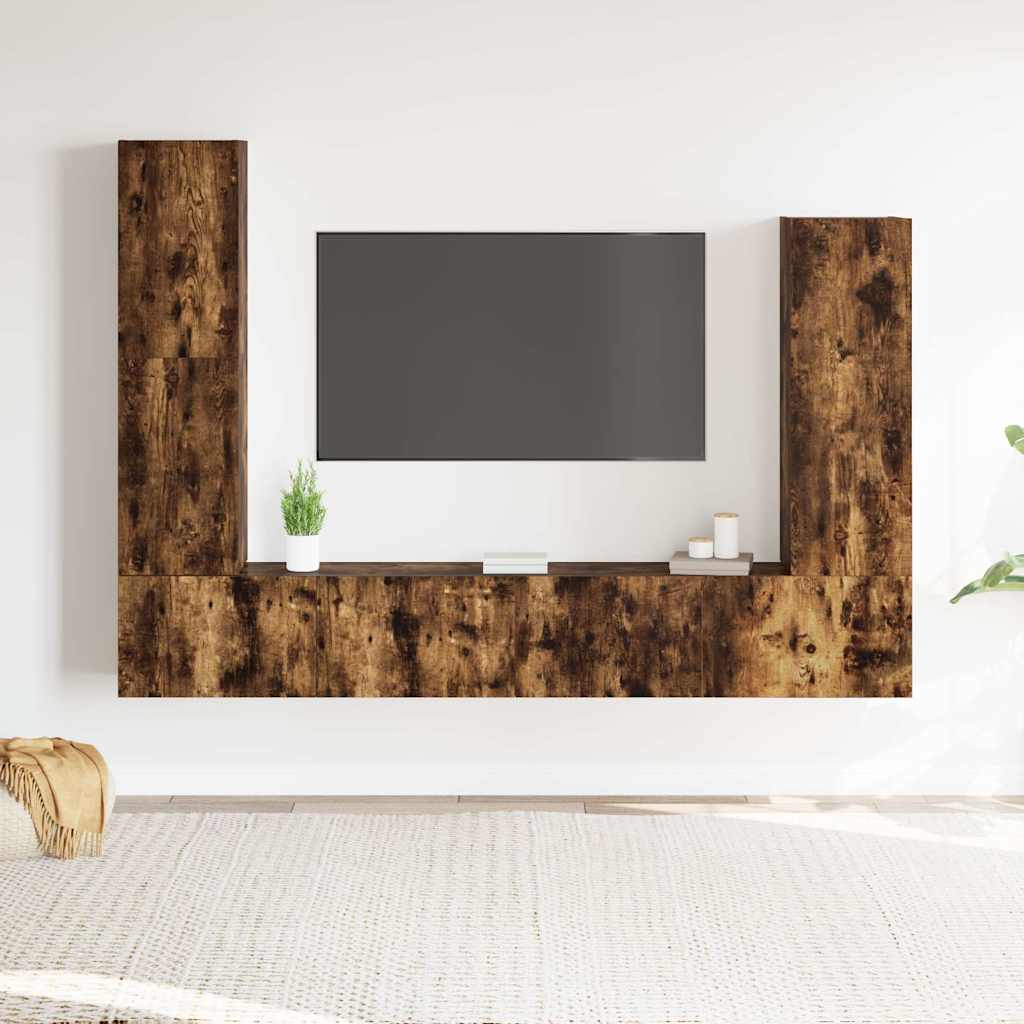 4-tlg. TV-Schrank-Set Räuchereiche Holzwerkstoff