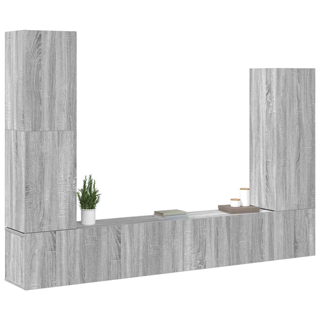 4-tlg. TV-Schrank-Set Grau Sonoma Holzwerkstoff
