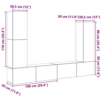 4-tlg. TV-Schrank-Set Grau Sonoma Holzwerkstoff