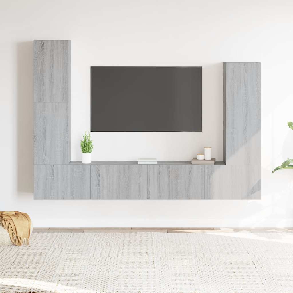 4-tlg. TV-Schrank-Set Grau Sonoma Holzwerkstoff