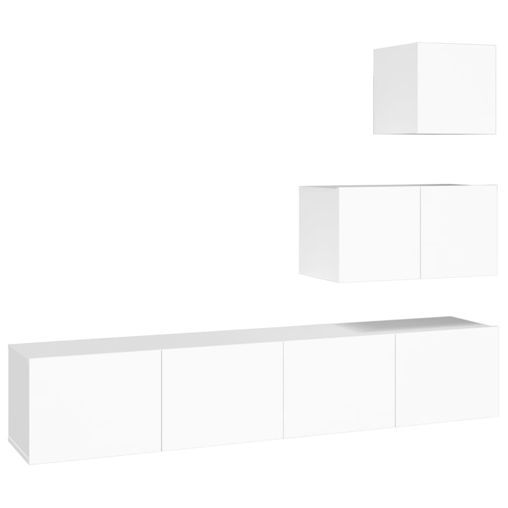 Ensemble de meubles TV 4 pièces en bois blanc