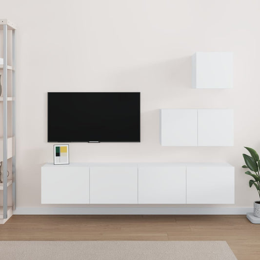 Ensemble de meubles TV 4 pièces en bois blanc