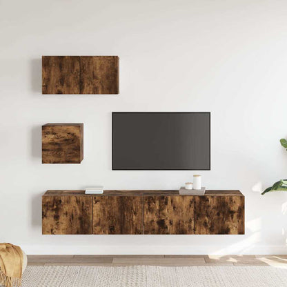 4-tlg. TV-Schrank-Set Räuchereiche Holzwerkstoff