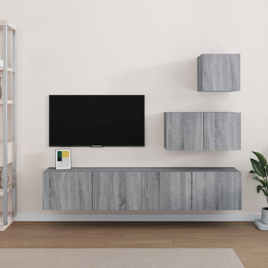 Ensemble de meubles TV 4 pièces, en bois de Sonoma gris