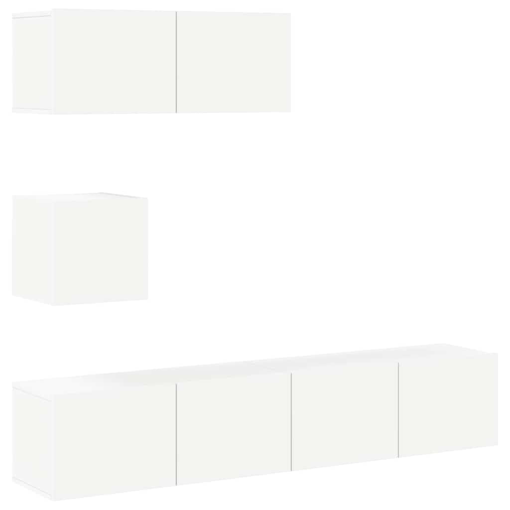 4-tlg. TV-Schrank-Set Weiß Holzwerkstoff