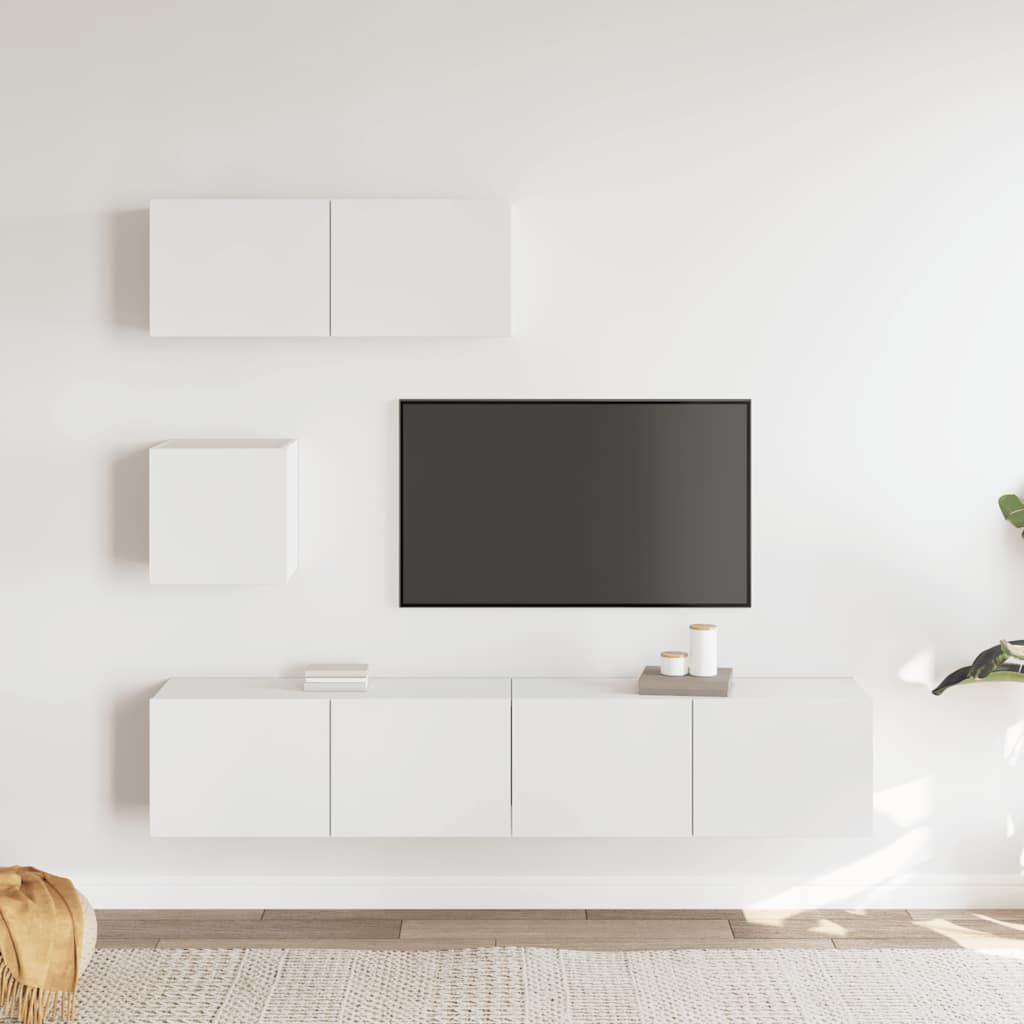 4-tlg. TV-Schrank-Set Weiß Holzwerkstoff