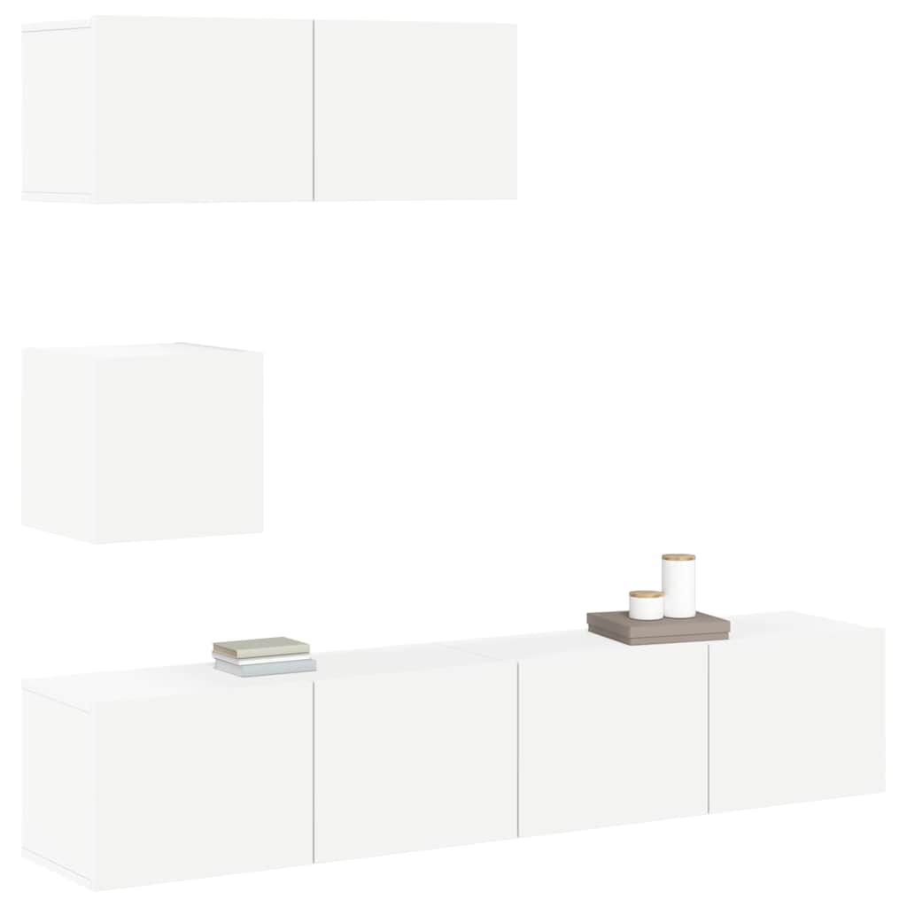 4-tlg. TV-Schrank-Set Weiß Holzwerkstoff