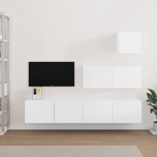 Ensemble de meubles TV 4 pièces en bois blanc