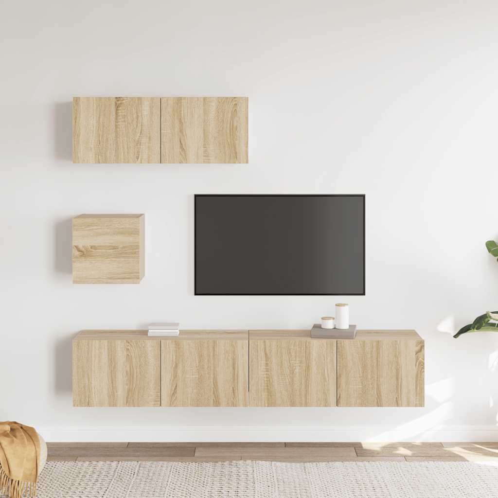 4-tlg. TV-Schrank-Set Sonoma-Eiche Holzwerkstoff