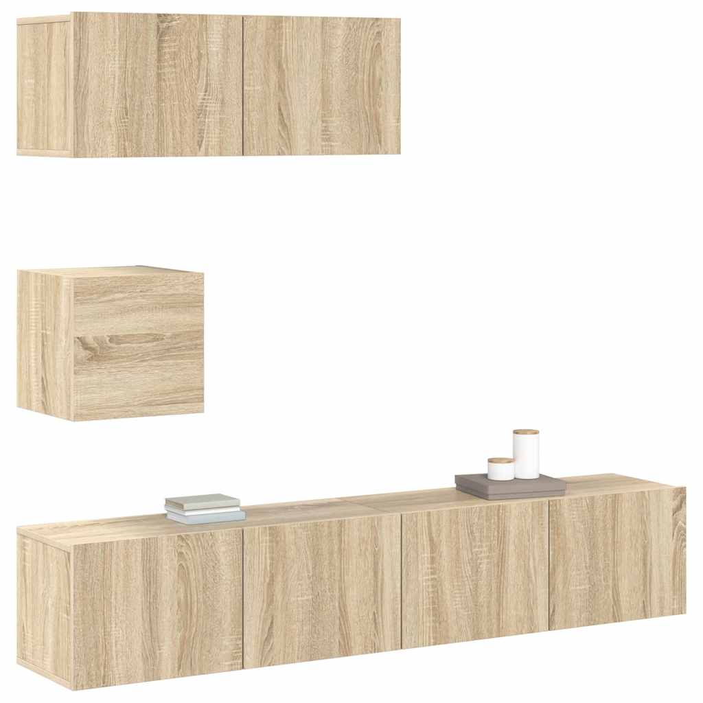 4-tlg. TV-Schrank-Set Sonoma-Eiche Holzwerkstoff
