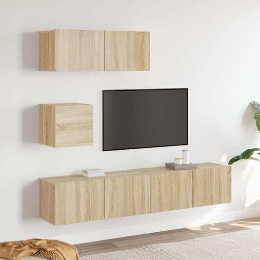 4-tlg. TV-Schrank-Set Sonoma-Eiche Holzwerkstoff