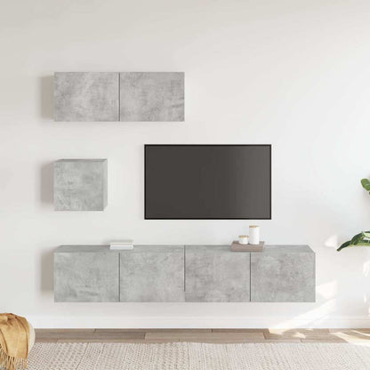 4-tlg. TV-Schrank-Set Betongrau Holzwerkstoff
