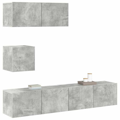 4-tlg. TV-Schrank-Set Betongrau Holzwerkstoff