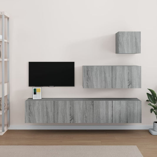 Ensemble de meubles TV 4 pièces, en bois de Sonoma gris