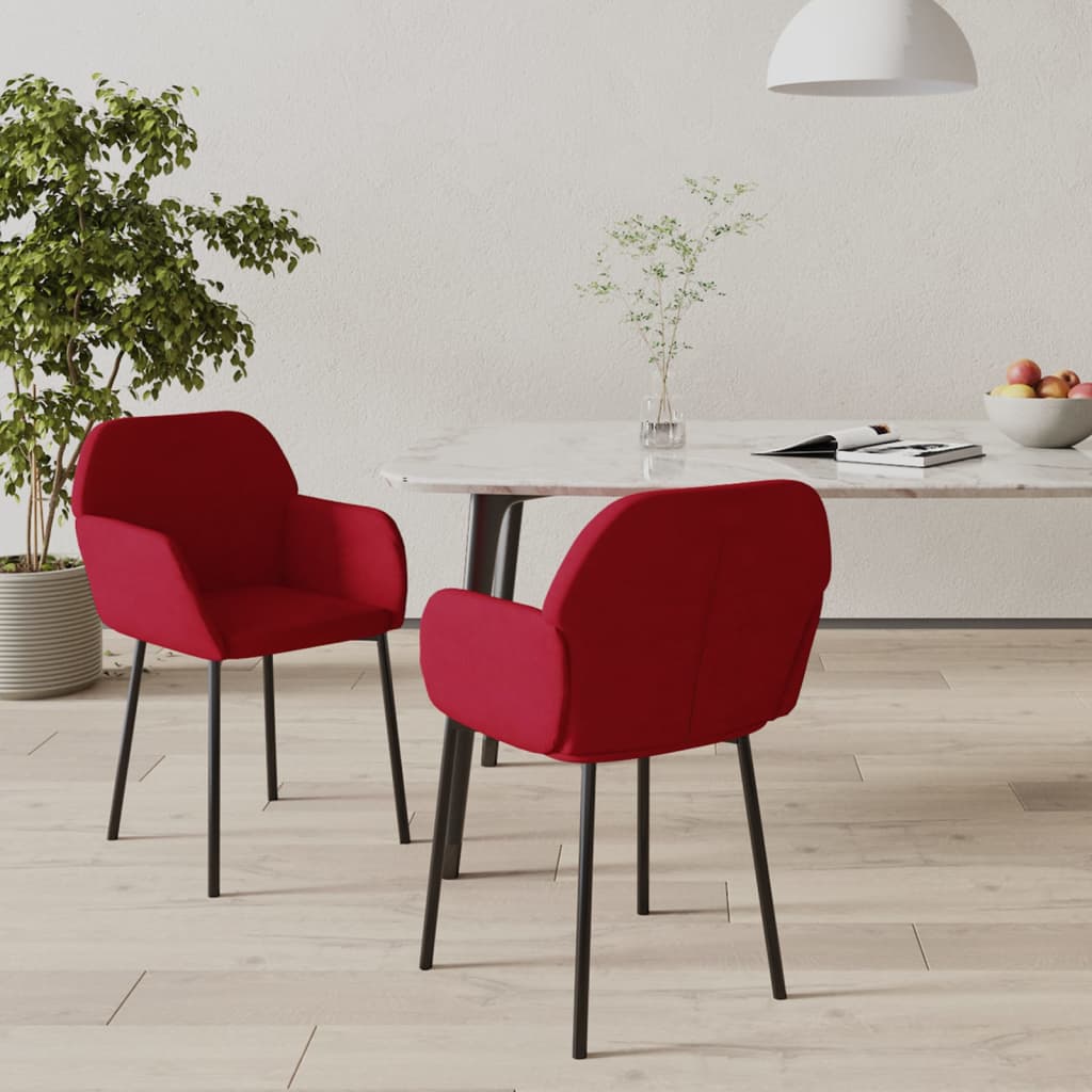 Esszimmerstühle 2 Stk. Weinrot Samt