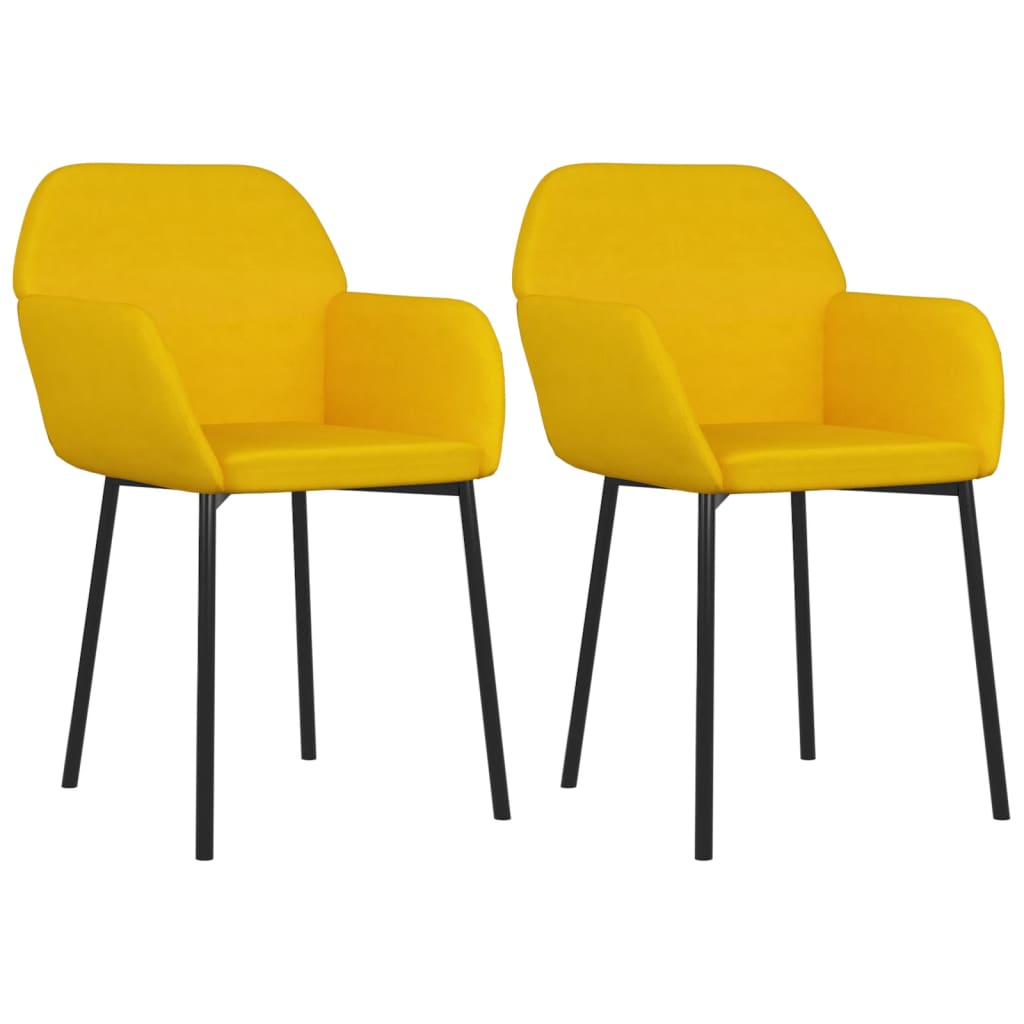 Dining chairs 2 pcs. Yellow velvet