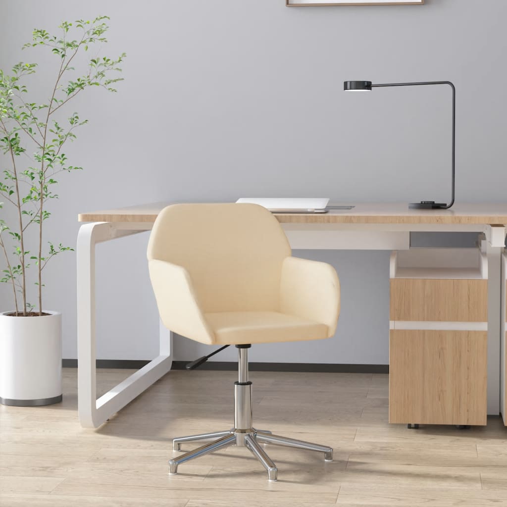 Office chair swivel cream fabric
