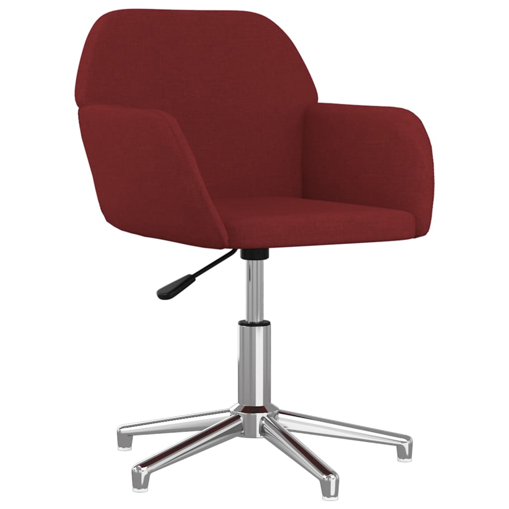Chaise de bureau pivotante en tissu rouge vin