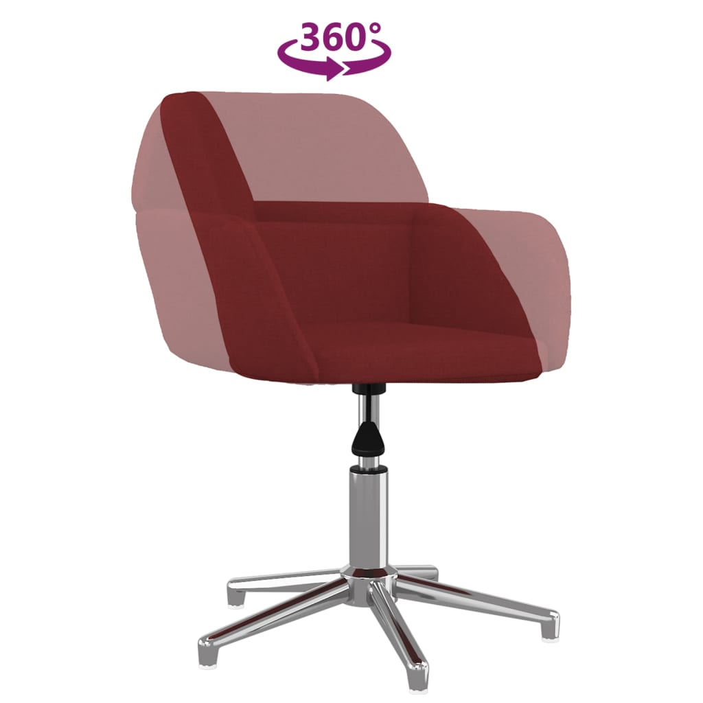 Chaise de bureau pivotante en tissu rouge vin