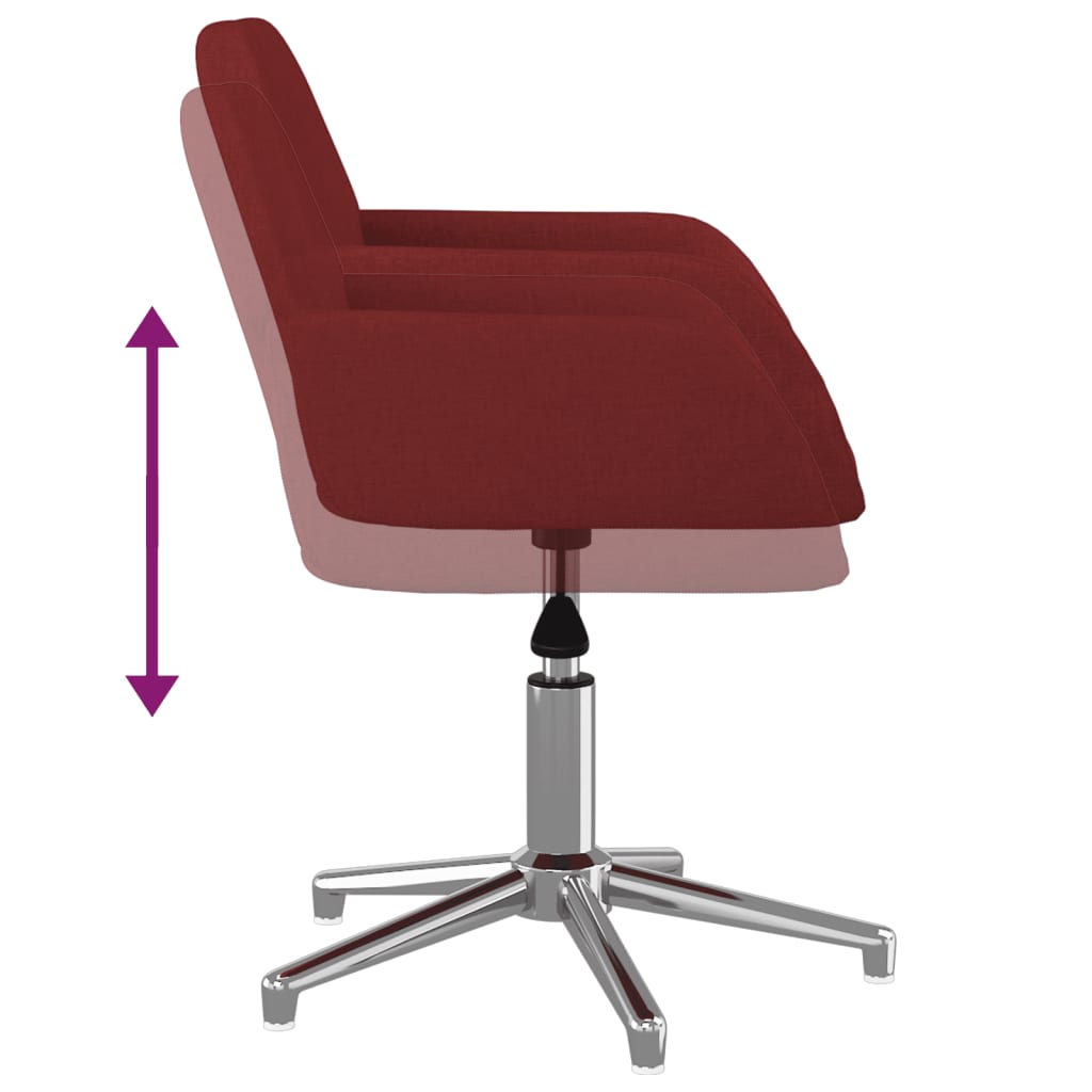 Chaise de bureau pivotante en tissu rouge vin