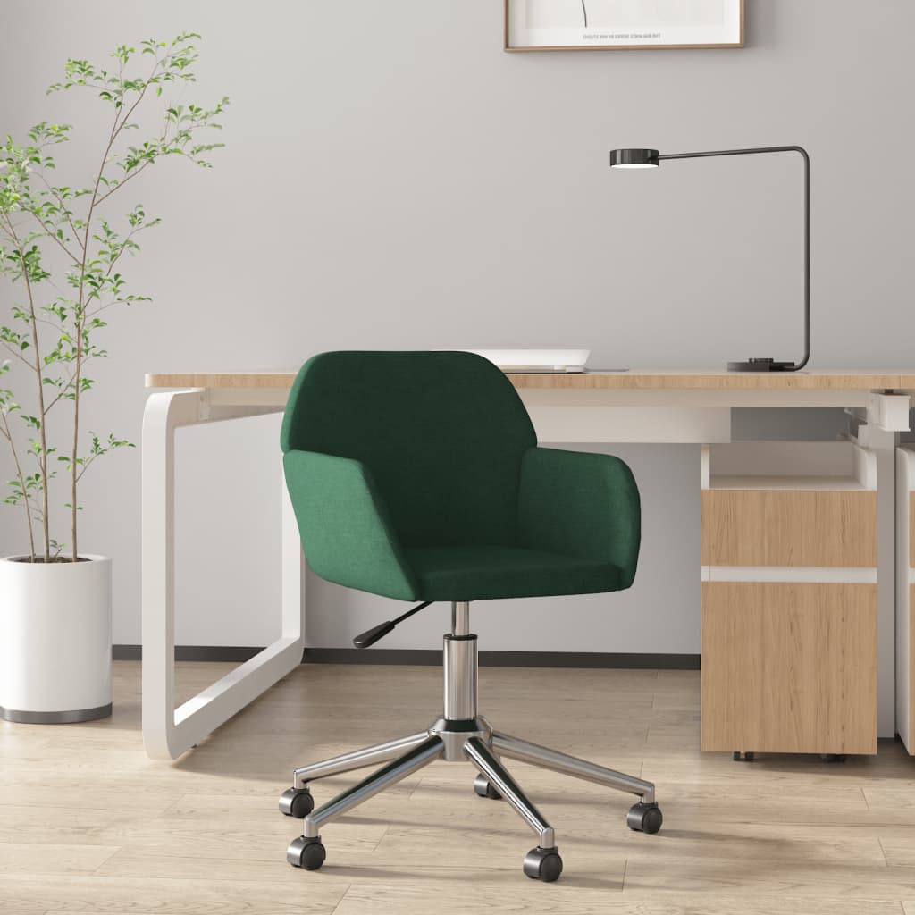 Office chair swivel dark green fabric